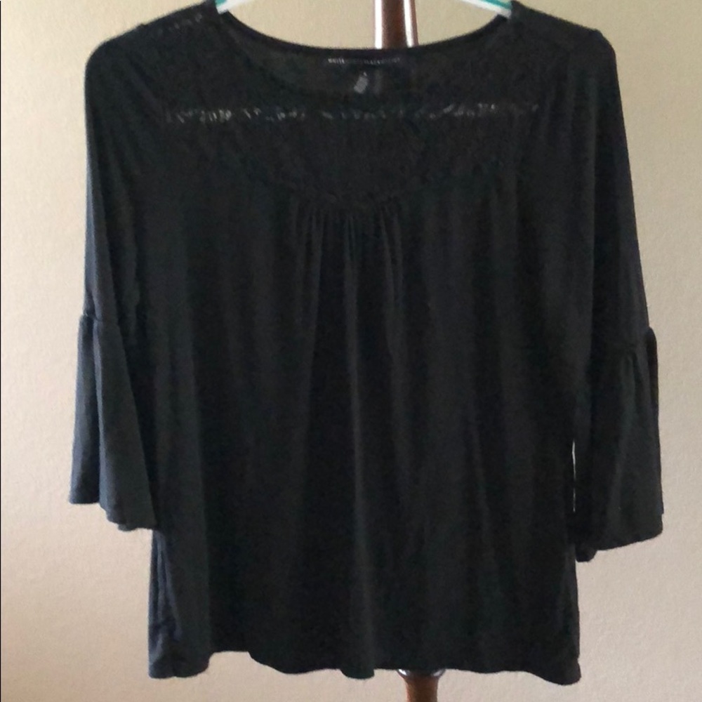WHBM Black Casual 3/4 Bell Sleeve